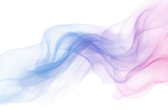 Soft, pastel-colored smoke drifting slowly, creating a calming and artistic visual effect isolated on white background