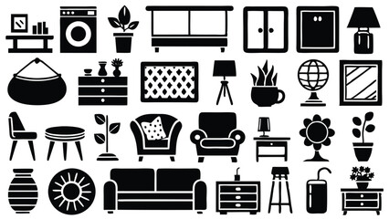 Home and Interior Design related icon editable stroke outline  set of different types small icons isolated on white background flat vector illustration