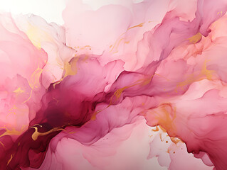 Ethereal Pink and Red Abstract Art