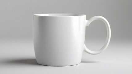 Obraz premium Blank White ceramic mug side view Isolated on a white for hot coffee mug or tea template design.