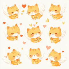 Obraz premium Playful Orange Kittens as Cute Cupids