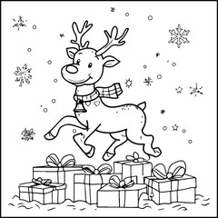 Naklejka premium Bold Easy And Cute Christmas Coloring Page to Color