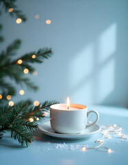 Fototapeta premium Charming Christmas Tree Decorated with Warm Lights and Ornaments