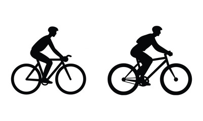 Obraz premium Person riding a bicycle icon vector silhouette isolated on white background.