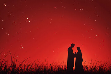 silhouette of mary joseph and jesus 