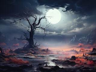 Fototapeta premium Attractive Mysterious fog drifts through autumn forest scenery