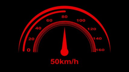 A colorful speed miter animation. Digital symbols at the speedo meter. Car speedometer and counter - Speed concept.