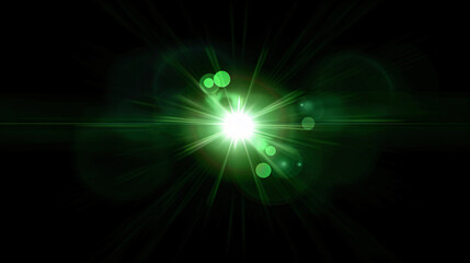 Green Bokeh Flare Light Effect on Black Background