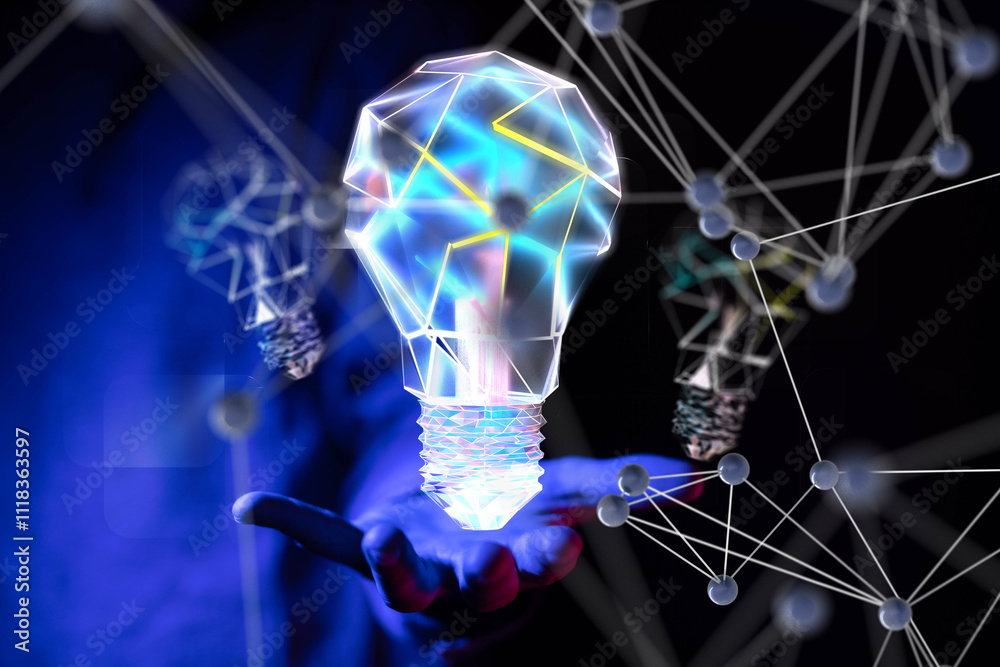 Aufkleber neural network 3d illustration. big data and cybersecurity