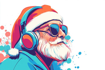 santa wearing earphones 