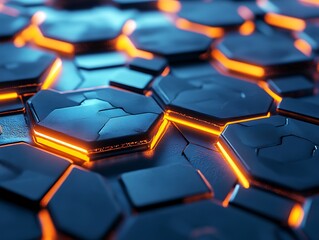 Fototapeta premium Cracked Hexagons: Eruption of Light Beneath the Surface