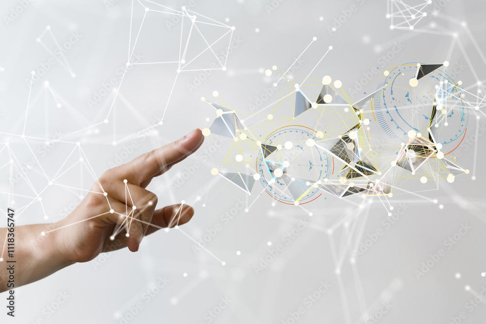 Aufkleber Neural network 3D illustration. Big data and cybersecurity