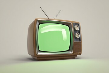 old tv with a green screen