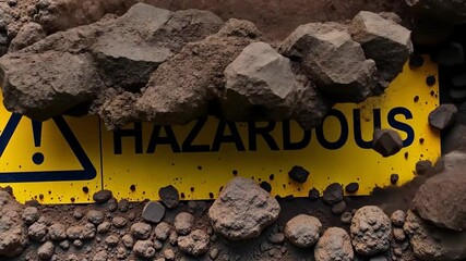 Warning sign indicates hazardous environmental conditions in polluted area