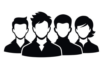 Silhouettes of Four Individuals Standing Side by Side in Casual Attire