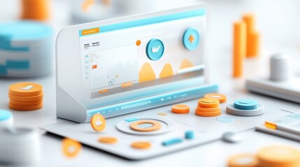Modern customer account dashboard with vibrant 3D elements