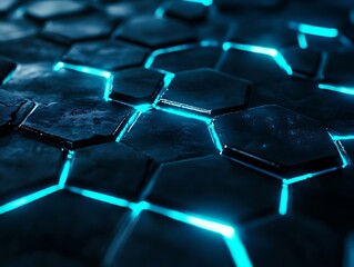 Obraz premium Cracked Hexagons: Eruption of Light Beneath the Surface