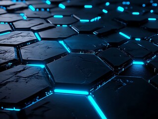 Obraz premium Cracked Hexagons: Eruption of Light Beneath the Surface