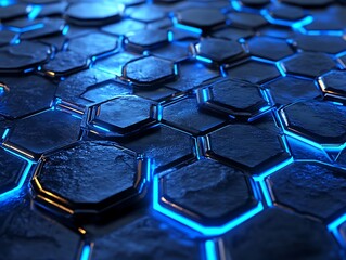 Fototapeta premium Cracked Hexagons: Eruption of Light Beneath the Surface