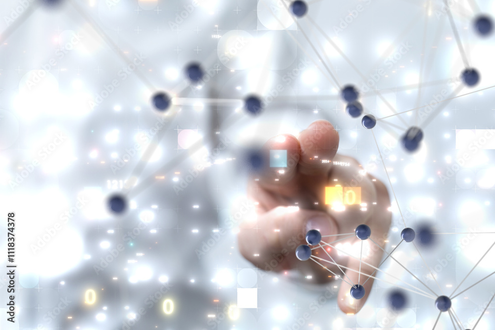 Aufkleber neural network 3d illustration. big data and cybersecurity