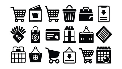 Shopping and E-commerce related icon editable stroke outline  set of different types small icons isolated on white background flat vector illustration