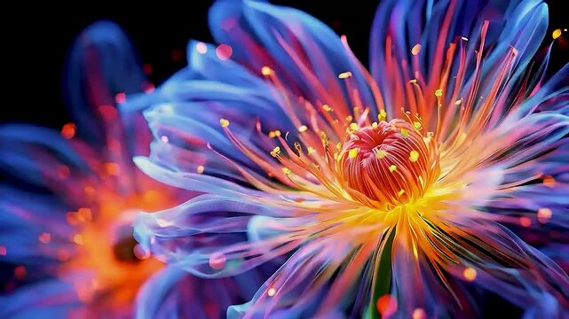 a flower  with  a burst of light