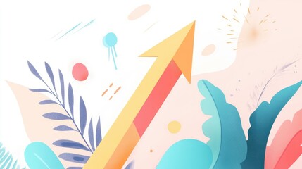 Fototapeta premium arrow pointing upwards flat design top view growth strategy theme cartoon drawing colored pastel