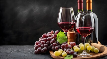 Obraz premium Composition with red wine and fill wine glass