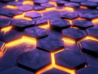 Fototapeta premium Cracked Hexagons: Eruption of Light Beneath the Surface