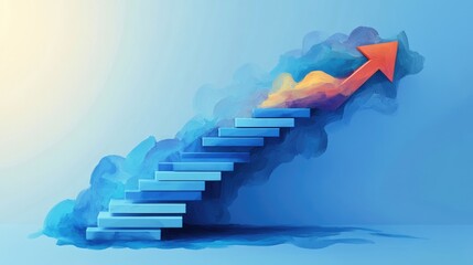 Obraz premium arrow staircase flat design front view sales growth theme water color vivid