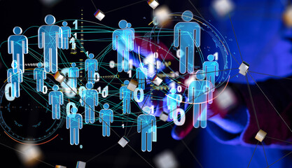 Abstract technology group and data 3d