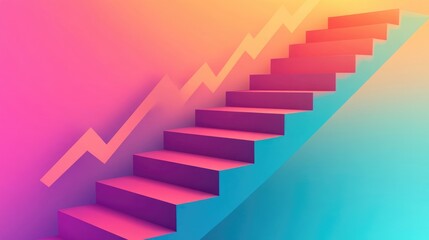 Obraz premium arrow staircase flat design front view sales growth theme water color vivid