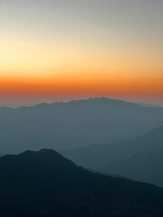 A beautiful view of Garhwal mountain range during the sunset from the outskirts of Chopta, Uttarakhand