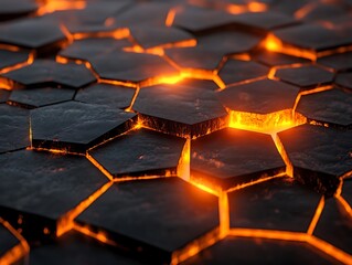 Obraz premium Cracked Hexagons: Eruption of Light Beneath the Surface