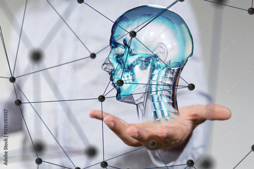 Poster digital medical futuristic interface 3d rendering