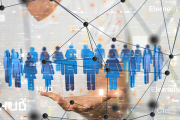 Global network. Blockchain. 3D illustration. Neural networks and artificial intelligence. Abstract