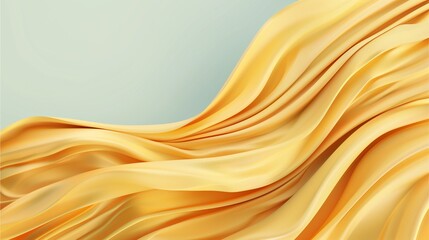 Obraz premium Golden Flowing Fabric: Abstract image of luxurious golden fabric flowing gracefully against a pale blue background. The image evokes feelings of elegance, luxury, and sophistication.