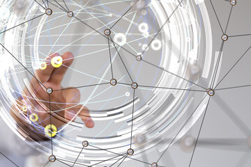 Global network. Blockchain. 3D illustration. Neural networks and artificial intelligence. Abstract