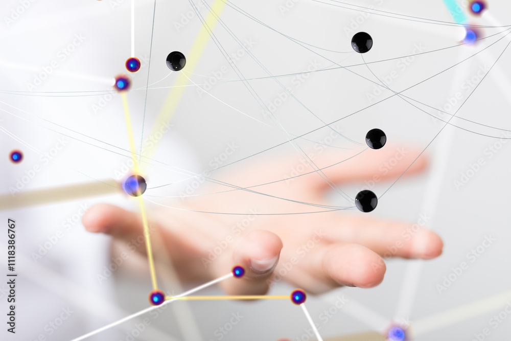 Poster Digital technology background. Network connection dots and lines.
