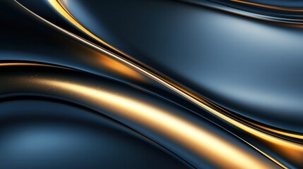 Elegant Abstract Waves in Black and Gold Tones for Designs