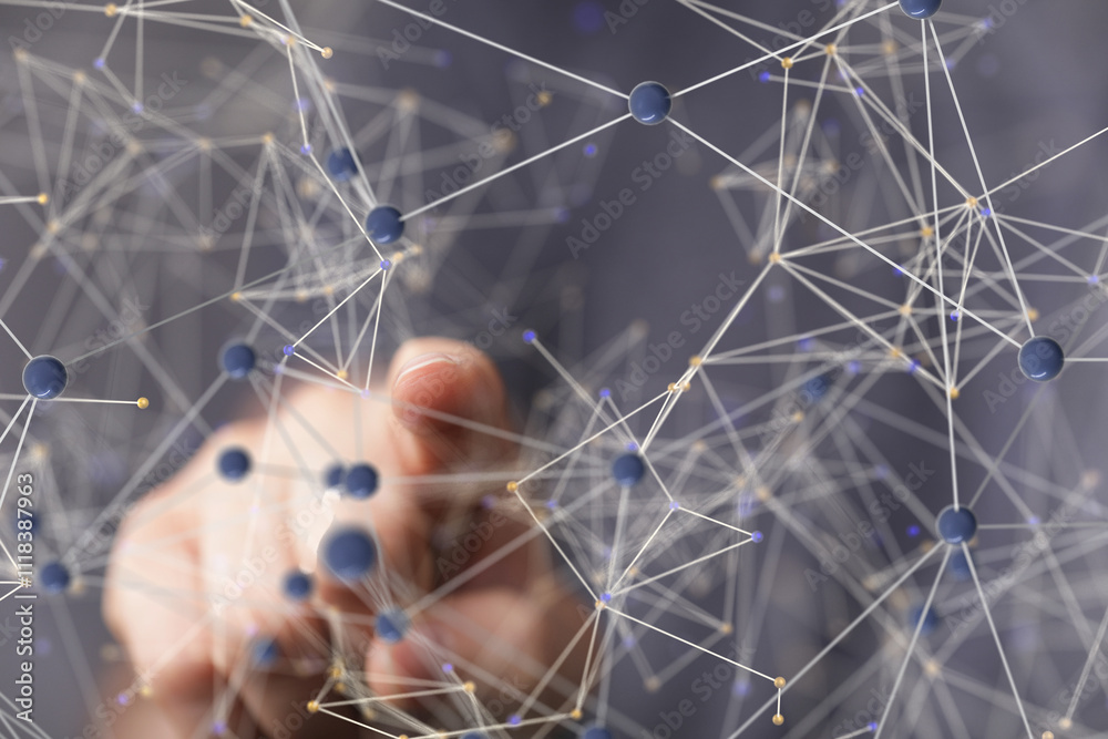 Poster conference digital network and data concept 3d