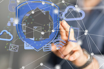 home data. Digital cyberspace with particles and Digital data network connections concept.