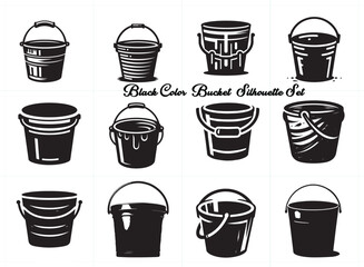 Black Color  Bucket  Silhouette vector