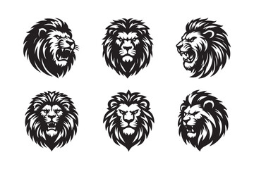 Lion head vector silhouette art illustration bundle