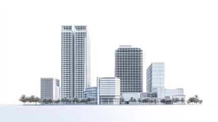 Obraz premium Modern city skyline isolated on white background. png