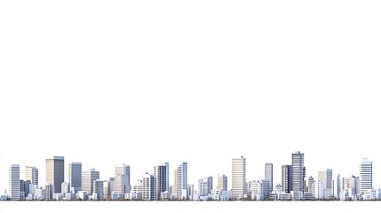Modern city skyline isolated on white background. png