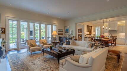 Fototapeta premium Elegant Living Room with Access to Outdoor Patio