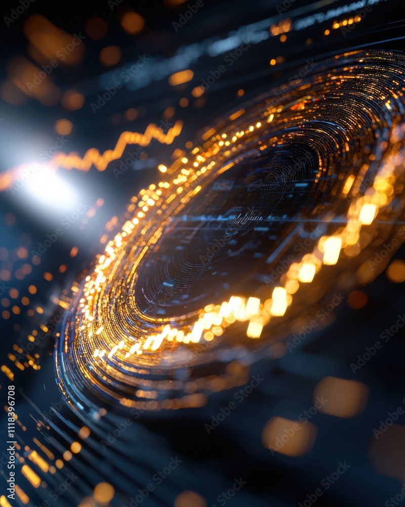 Poster dynamic visualization of data patterns digital realm abstract art futuristic environment close view 