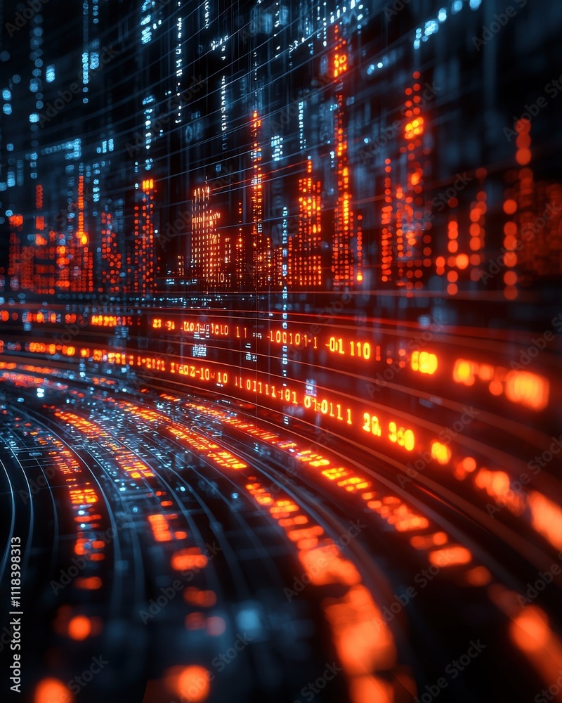 Poster dynamic data visualization digital space abstract image technology environment futuristic viewpoint 