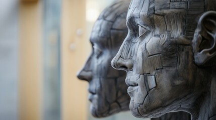 Intricate Grey Sculpted Heads